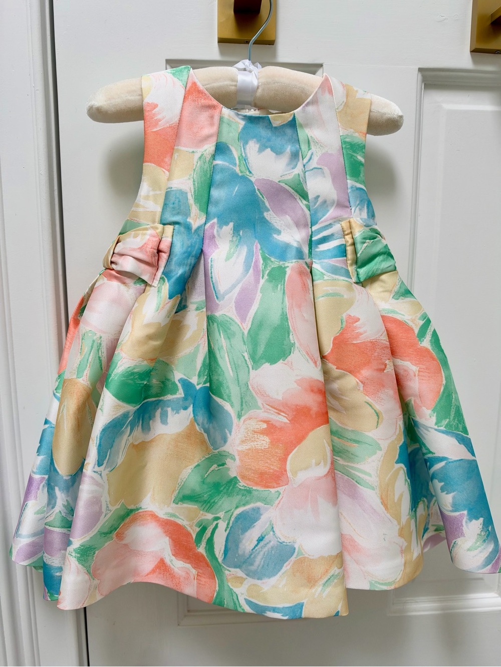 NEW Girls Pastel Watercolor Floral Party/Occasion Dress with bows- Multicolor